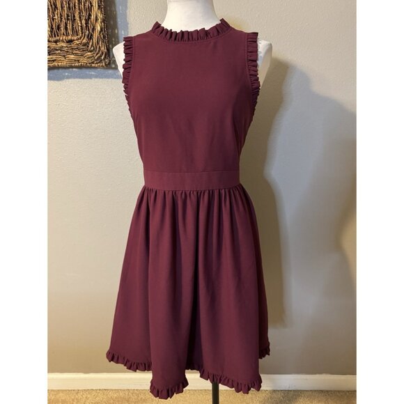 Kate Spade Dress 10 Cherry Burgundy Red Ruffle Trim Stretch Career Church - Picture 16 of 16